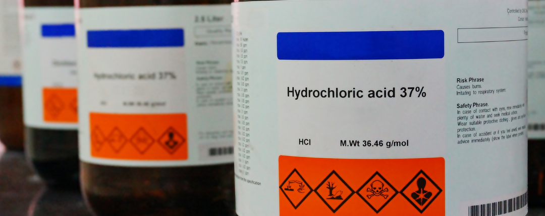 Bottles of Hydrochloric Acid